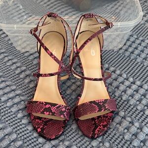 Women's Pink Snake Print Sandals